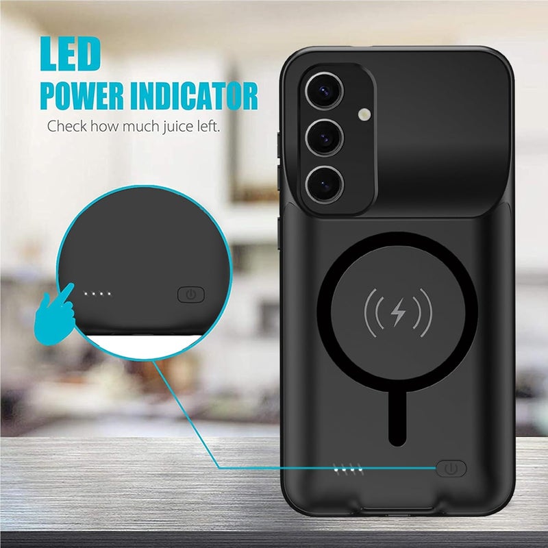SNRONEW Battery Case for Galaxy A55/A35,Full Encircle[12000mAh]High Capacity Rechargeable Portable Charger Case Extended Battery Pack for Galaxy A55/A35(6.6inch)Wireless Charging Case with Carplay-Black - Image 3